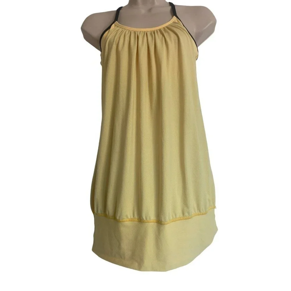 Lululemon Bra Tank Fitness Top Size 4 Relaxed Fit Yellow Black Racerback